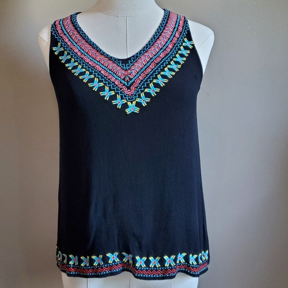 Skies Are Blue Boho embroidered top Sm